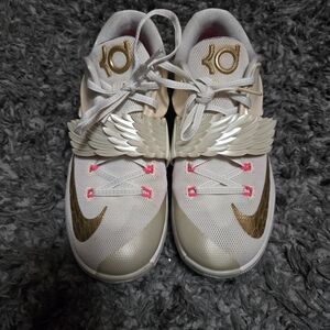 Nike KD White and Gold Winged Sneakers